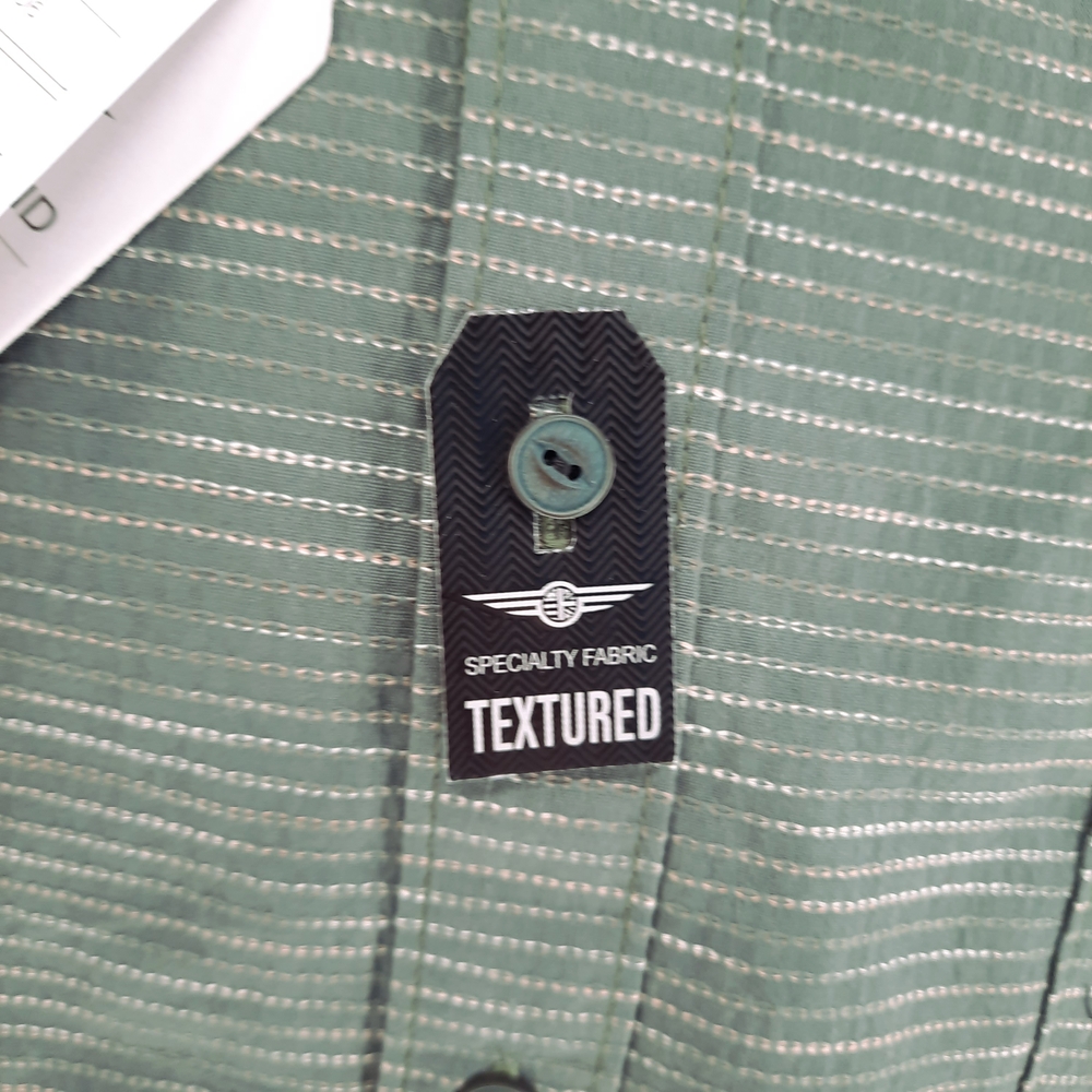 NEW Across the Pond Green Textured Short Sleeve Shirt Men's 2XL Button Down - Picture 4 of 10
